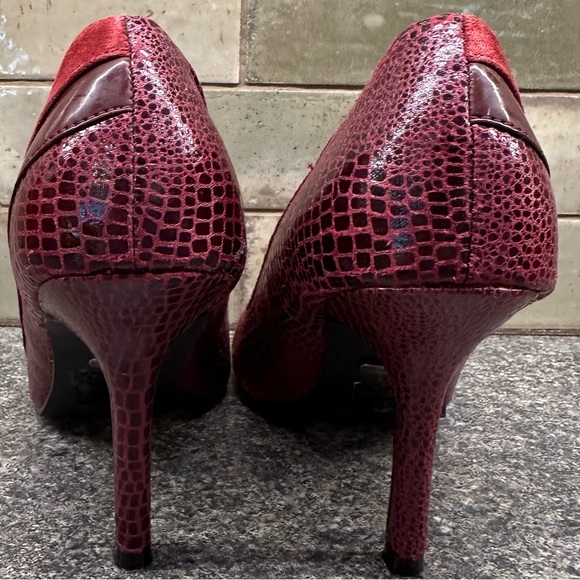 SPRING Burgundy Red Heels Leather Pumps Size 37 - Picture 8 of 14